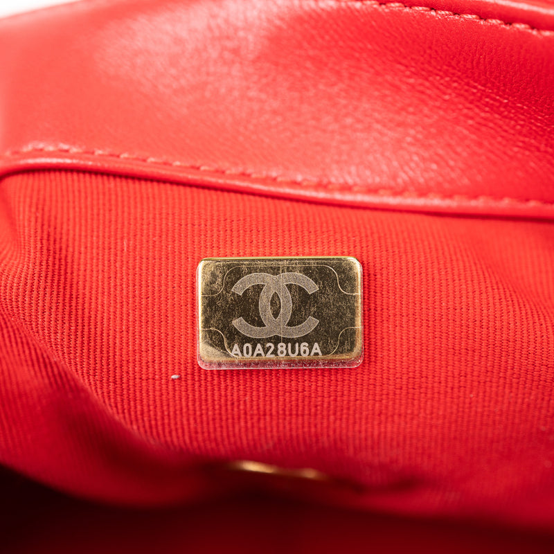 Chanel Red Lambskin Quilted 19 Shoulder Bag