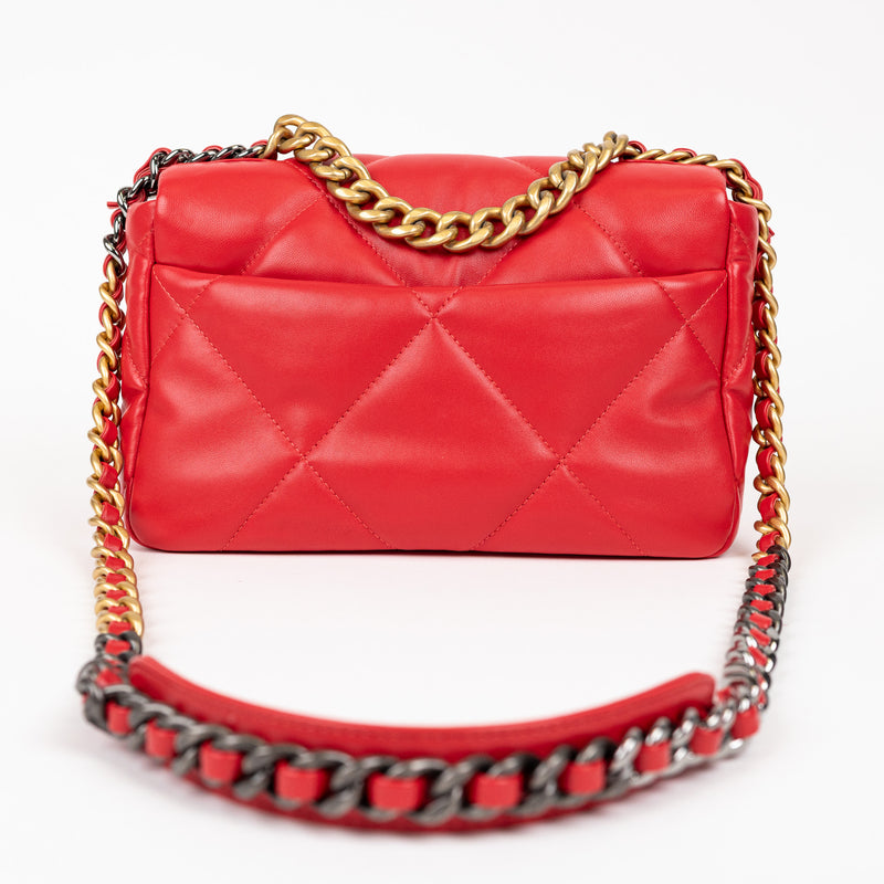 Chanel Red Lambskin Quilted 19 Shoulder Bag