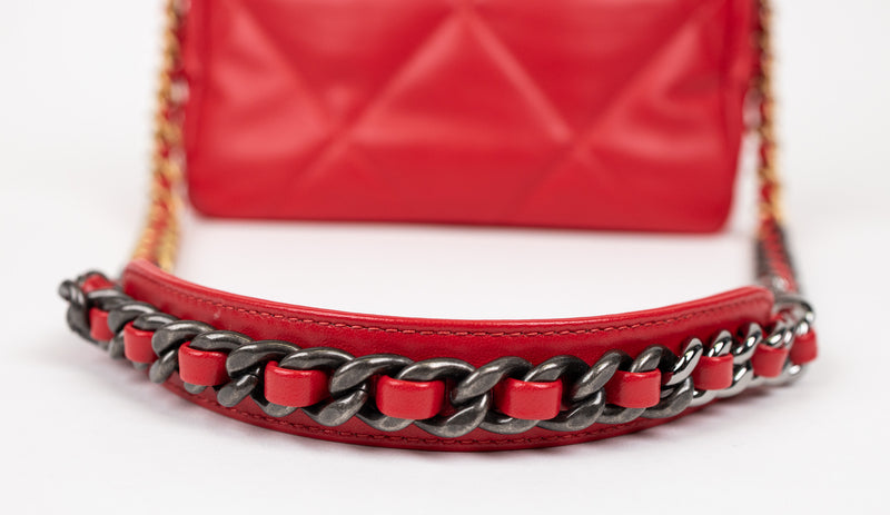 Chanel Red Lambskin Quilted 19 Shoulder Bag
