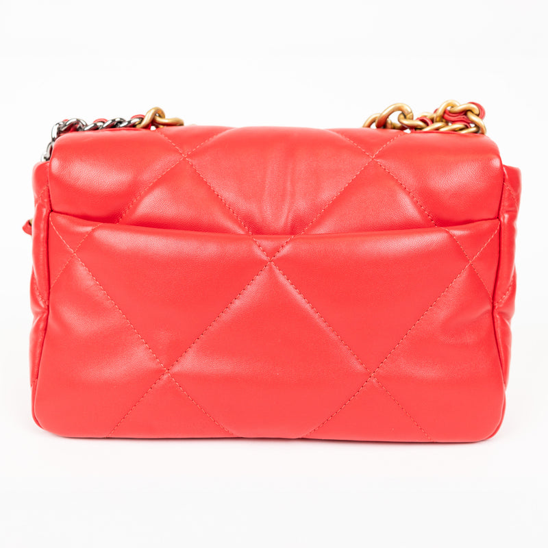 Chanel Red Lambskin Quilted 19 Shoulder Bag