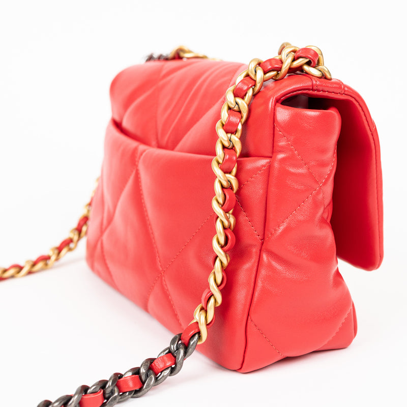 Chanel Red Lambskin Quilted 19 Shoulder Bag