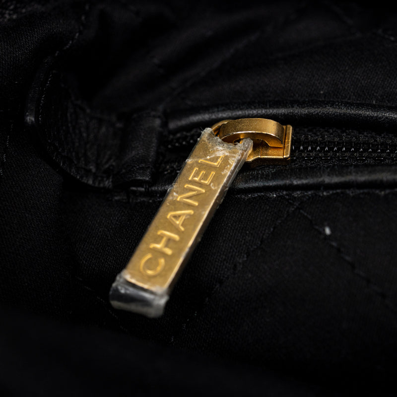 Chanel 22 Black Diamond Quilted Leather Bag with Pochette and Gold Hardware