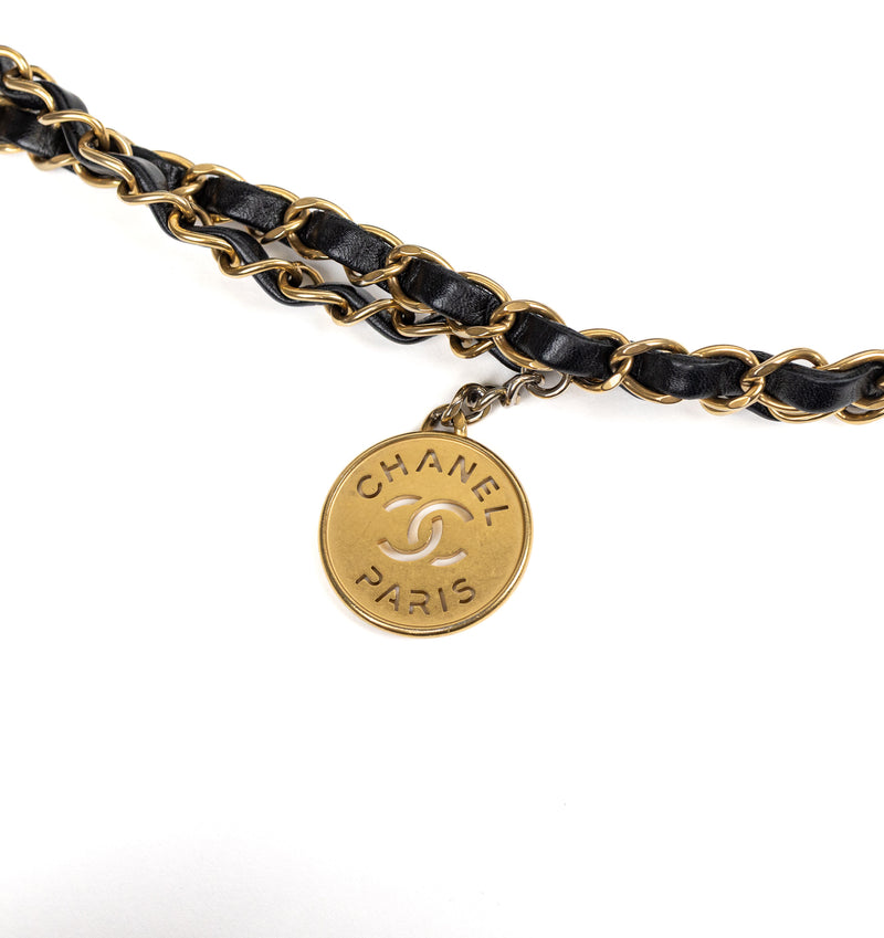 Chanel 22 Black Diamond Quilted Leather Bag with Pochette and Gold Hardware