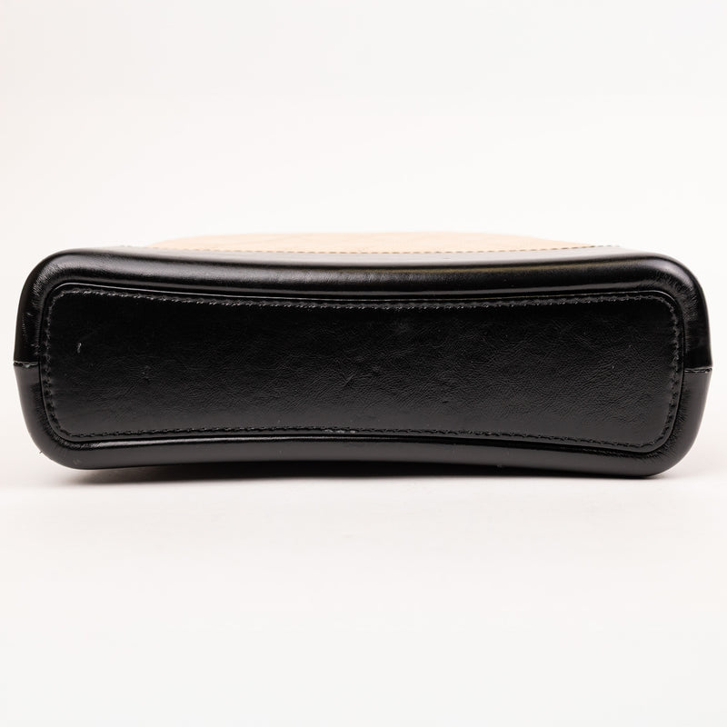 Chanel Beige Black Calfskin Quilted Gabrielle Hobo Bag
