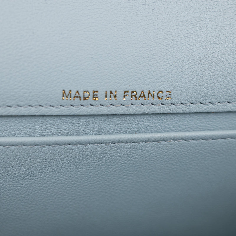 Chanel Baby Blue Quilted Lambskin Top Handle Rectangular Flap Bag