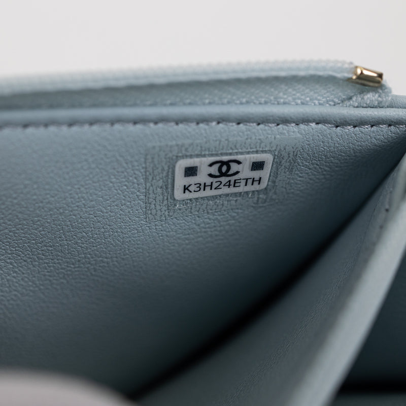 Chanel Baby Blue Quilted Lambskin Top Handle Rectangular Flap Bag