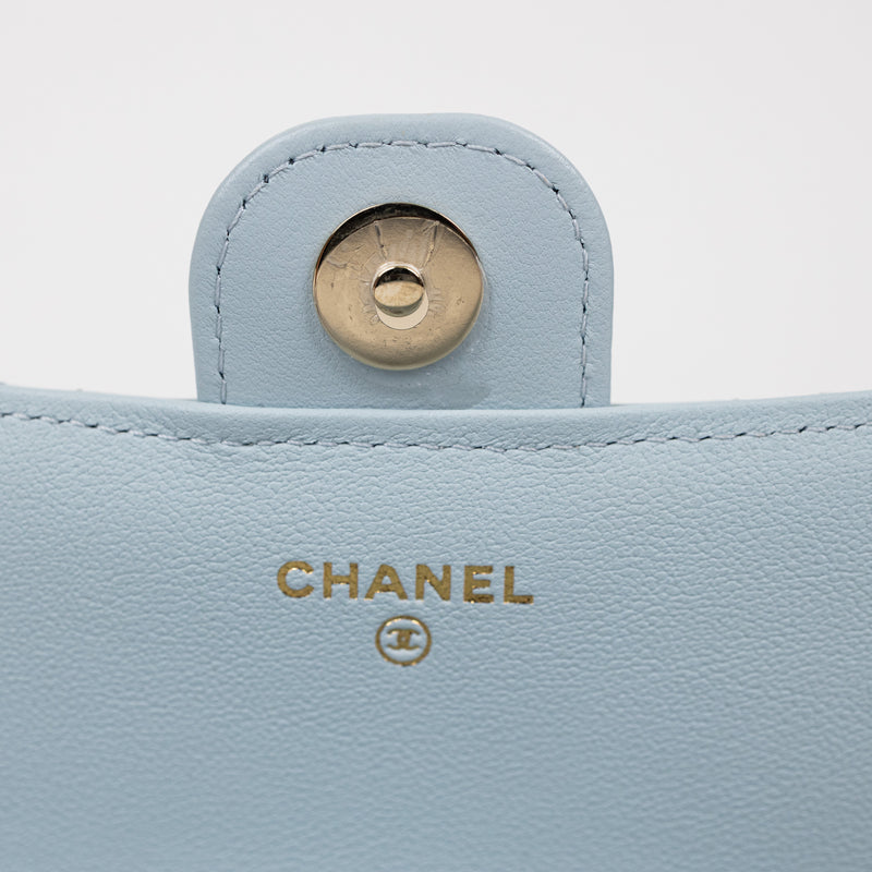 Chanel Baby Blue Quilted Lambskin Top Handle Rectangular Flap Bag