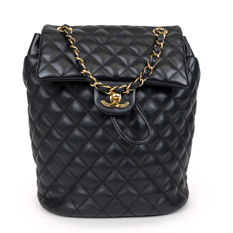 Chanel Black Lambskin Leather Urban Spirit Backpack