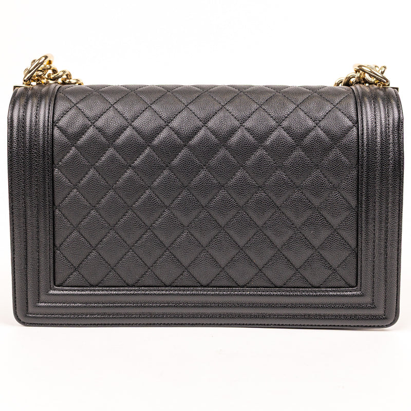 Chanel Black Caviar Leather Boy Bag Gold Hardware Medium