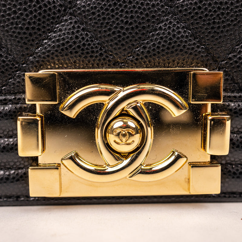 Chanel Black Caviar Leather Boy Bag Gold Hardware Medium