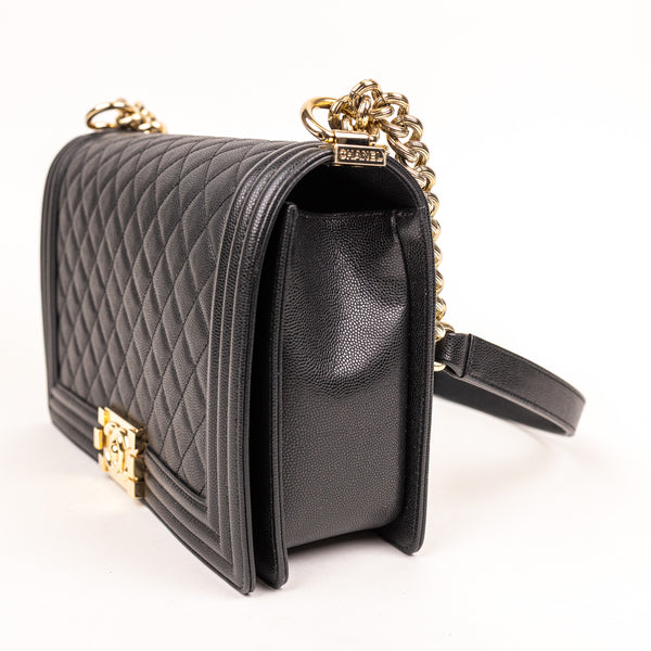 Chanel Black Caviar Leather Boy Bag Gold Hardware Medium