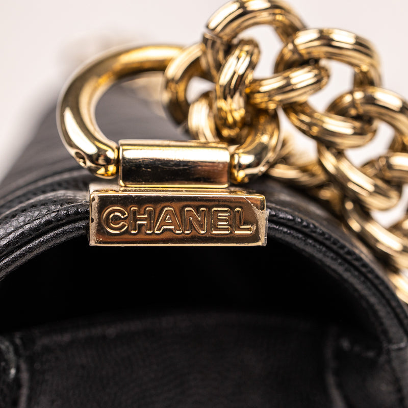 Chanel Black Caviar Leather Boy Bag Gold Hardware Medium