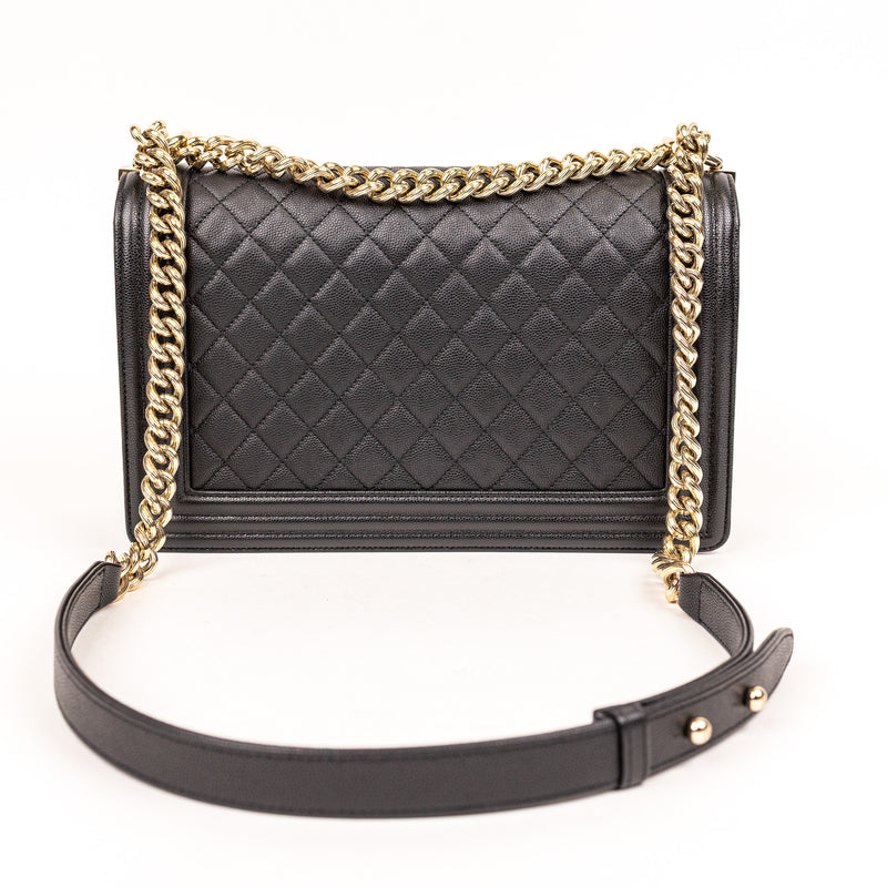 Chanel Black Caviar Leather Boy Bag Gold Hardware Medium
