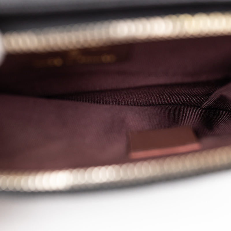 Chanel Black Caviar Leather Phone Holder with Chain