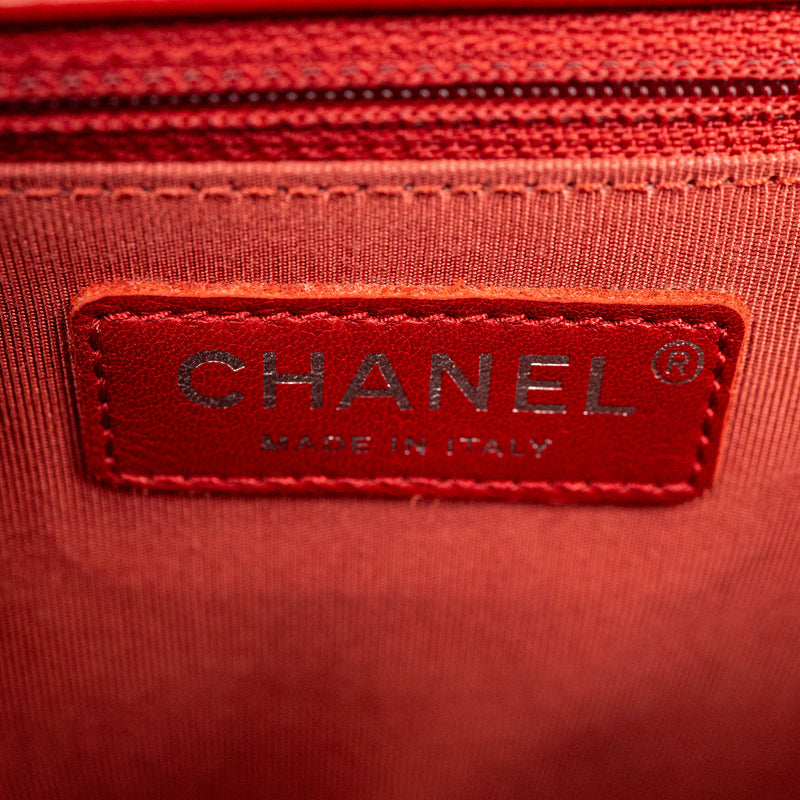 Chanel Red Quilted SHW Boy Bag Medium Red Leather