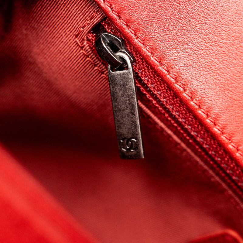 Chanel Red Quilted SHW Boy Bag Medium Red Leather