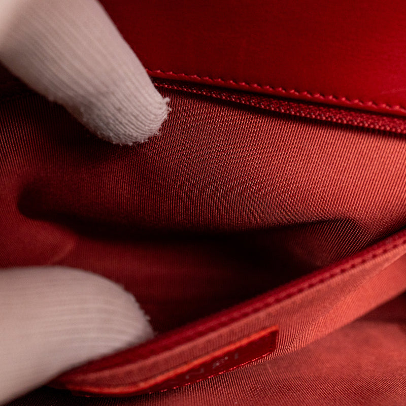 Chanel Red Quilted SHW Boy Bag Medium Red Leather