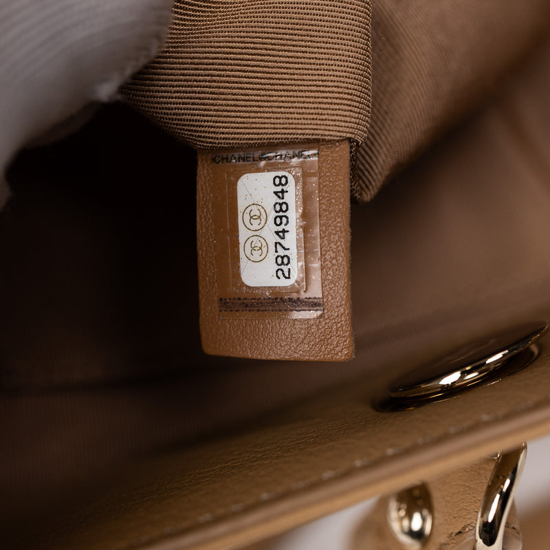 Chanel Beige Quilted Calfskin CC Satchel