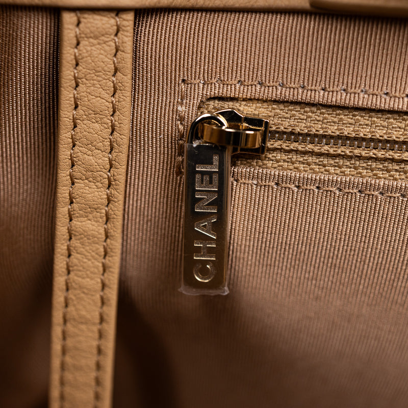 Chanel Beige Quilted Calfskin CC Satchel