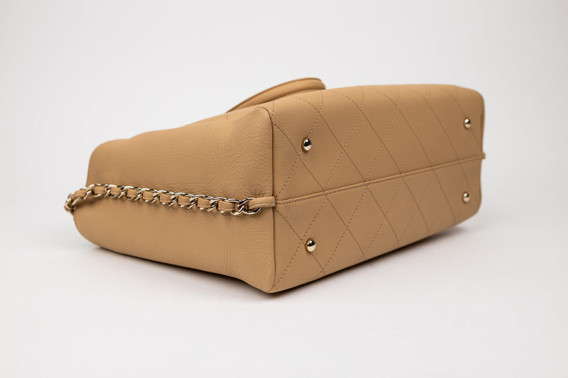 Chanel Beige Quilted Calfskin CC Satchel