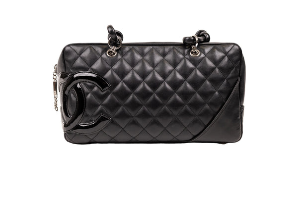 Chanel Black Patent Quilted Leather Cambon Shoulder Bag – On Que Style