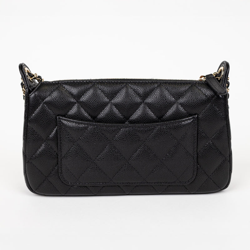 Chanel Black Quilted Caviar Leather Phone Crossbody Bag