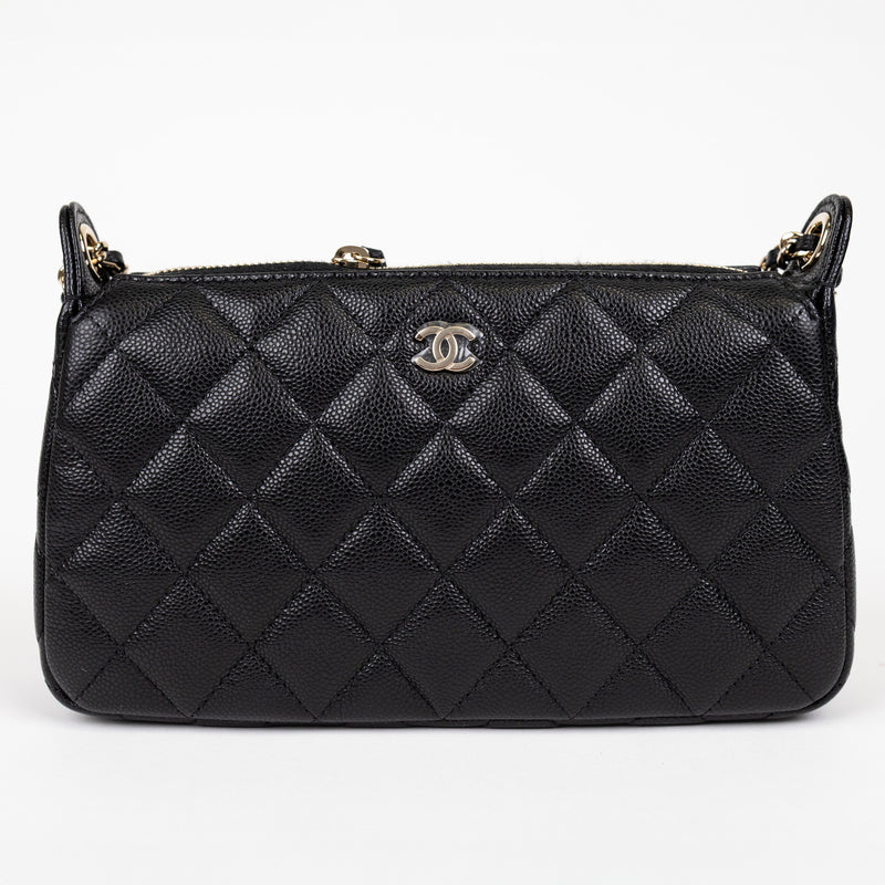 Chanel Black Quilted Caviar Leather Phone Crossbody Bag