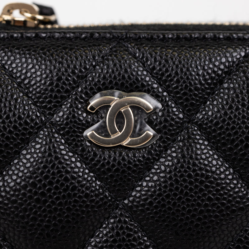 Chanel Black Quilted Caviar Leather Phone Crossbody Bag