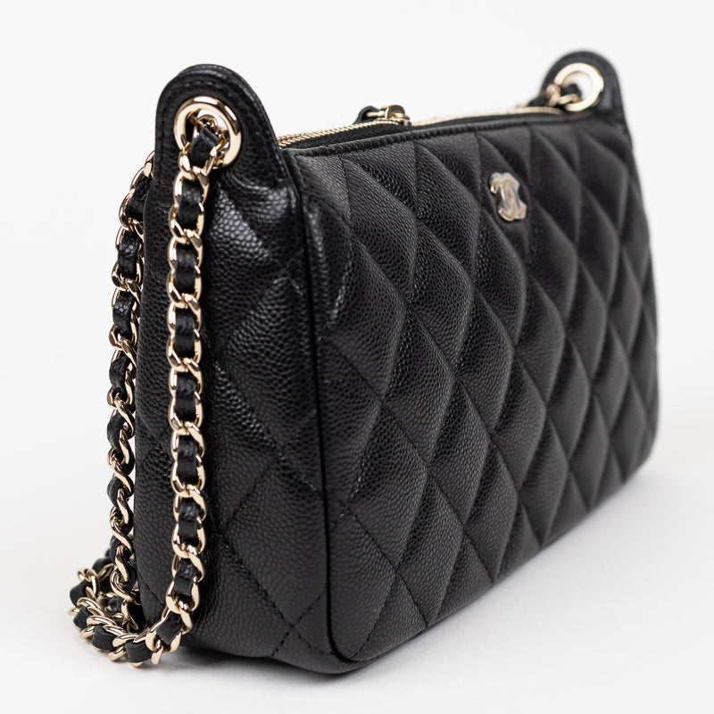Chanel Black Quilted Caviar Leather Phone Crossbody Bag