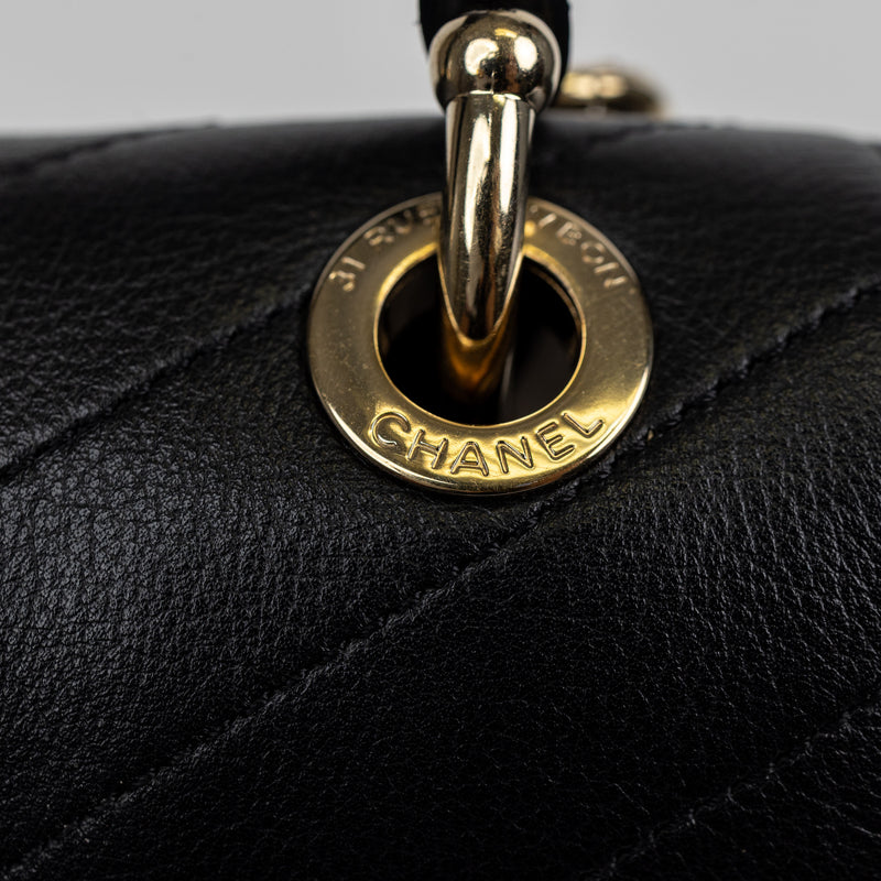 Chanel Black Chevron Top Stitch Backpack GHW