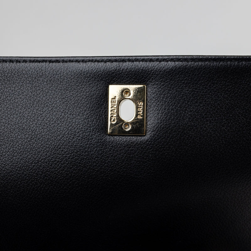 Chanel Black Chevron Top Stitch Backpack GHW