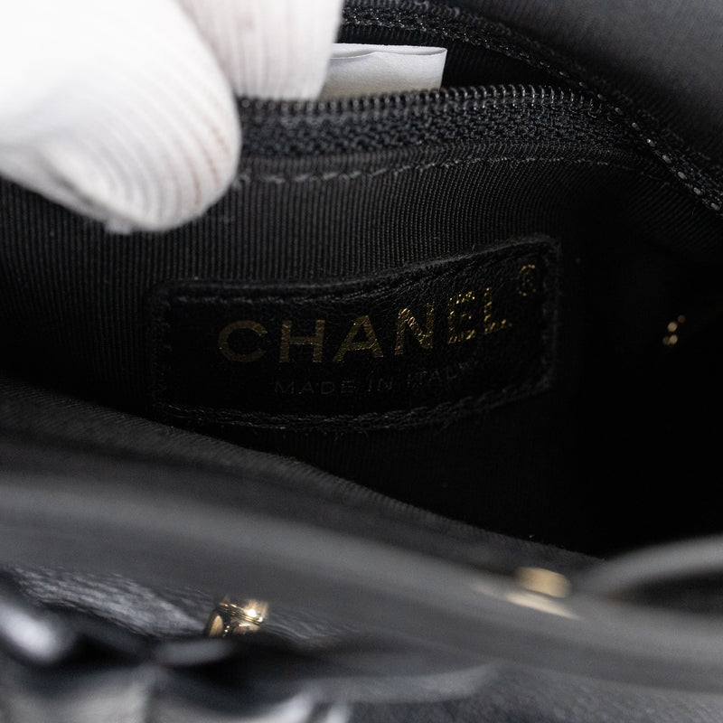 Chanel Black Chevron Top Stitch Backpack GHW