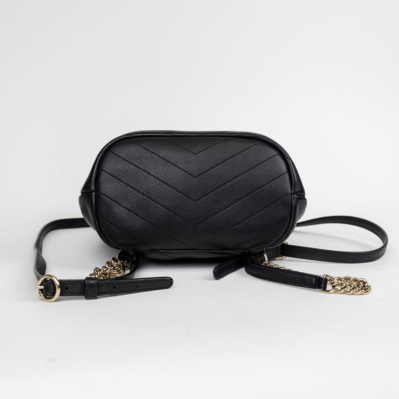 Chanel Black Chevron Top Stitch Backpack GHW