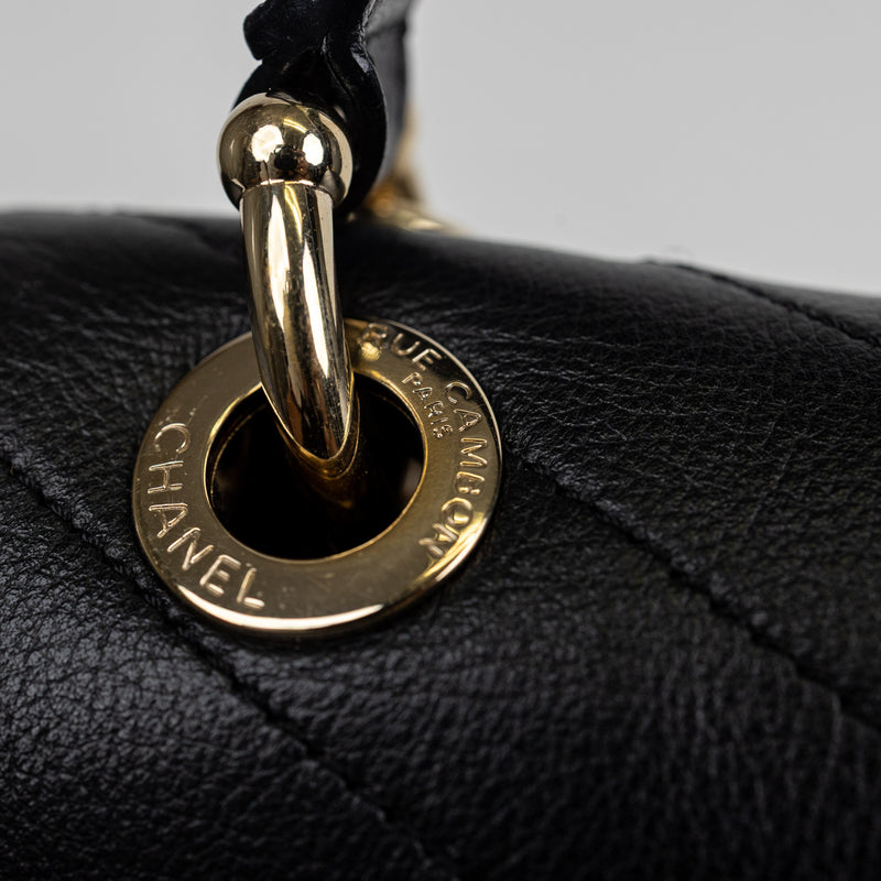 Chanel Black Chevron Top Stitch Backpack GHW