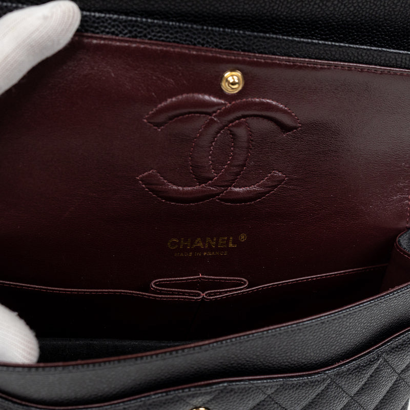 Chanel Black Caviar Leather Classic Double Flap Bag Jumbo GHW