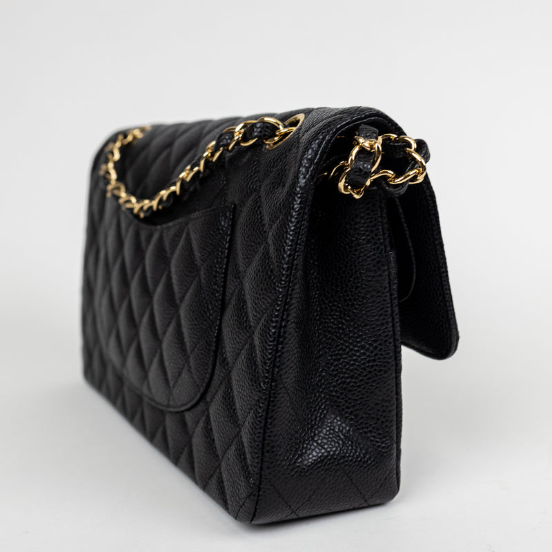 Chanel Black Caviar Leather Classic Double Flap Bag Jumbo GHW