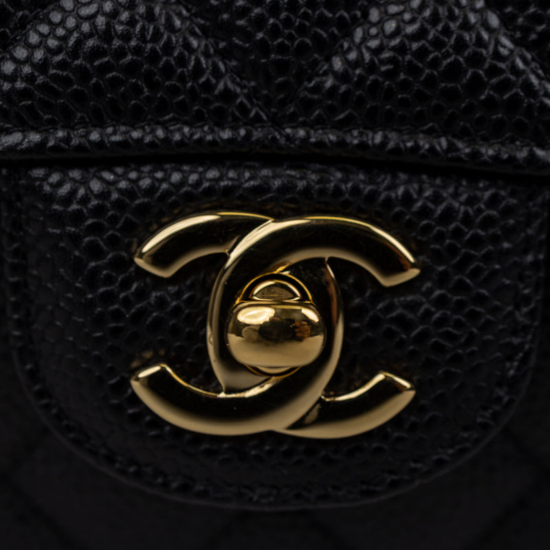 Chanel Black Caviar Leather Classic Double Flap Bag Jumbo GHW