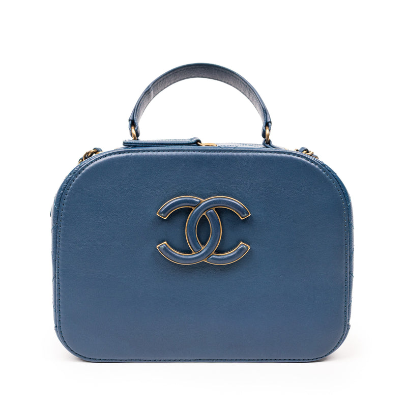 Chanel Blue Leather Coco Curve Vanity Case