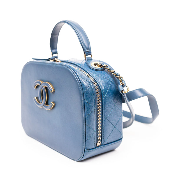Chanel Blue Leather Coco Curve Vanity Case