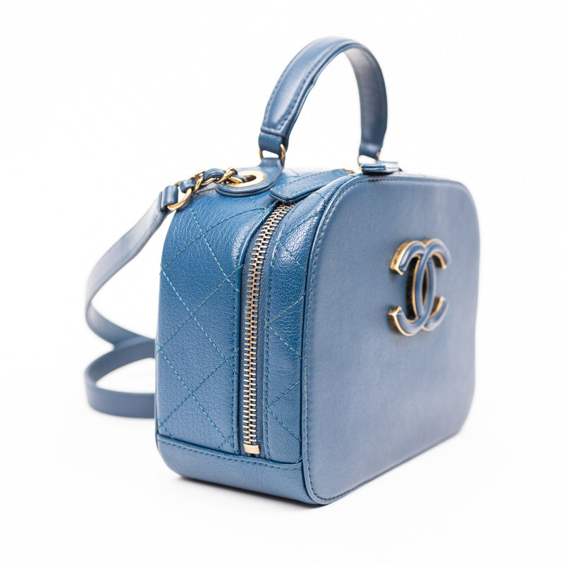 Chanel Blue Leather Coco Curve Vanity Case