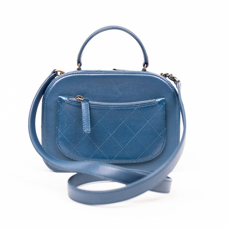 Chanel Blue Leather Coco Curve Vanity Case