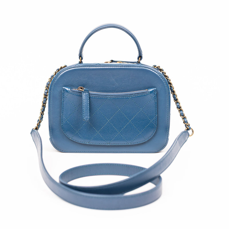 Chanel Blue Leather Coco Curve Vanity Case