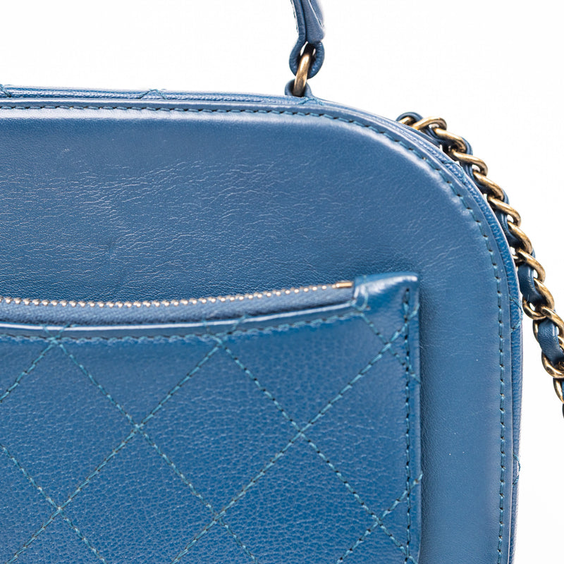 Chanel Blue Leather Coco Curve Vanity Case