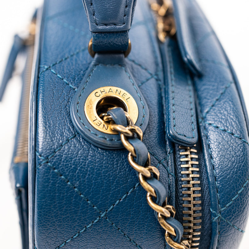 Chanel Blue Leather Coco Curve Vanity Case