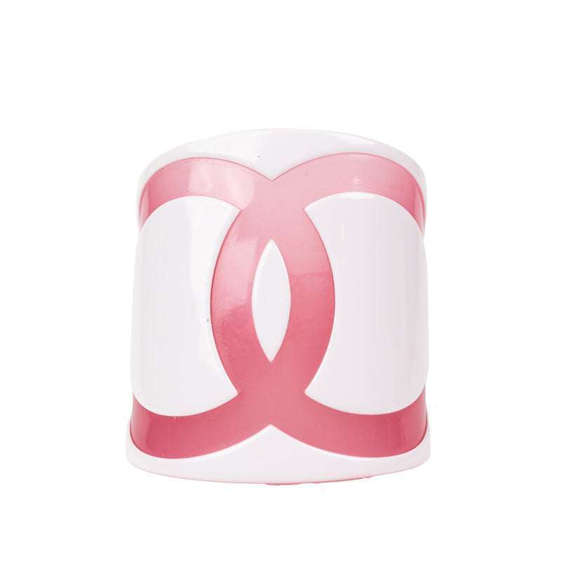 Chanel White and Pink Resin Cuff Bracelet
