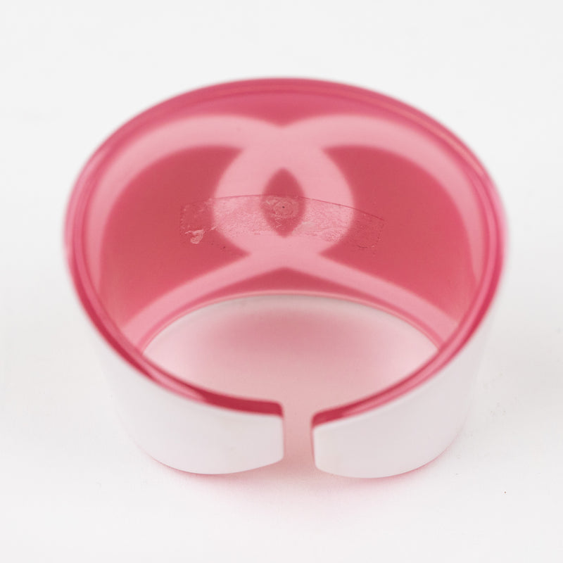 Chanel White and Pink Resin Cuff Bracelet