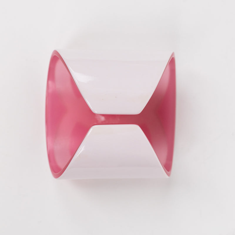 Chanel White and Pink Resin Cuff Bracelet