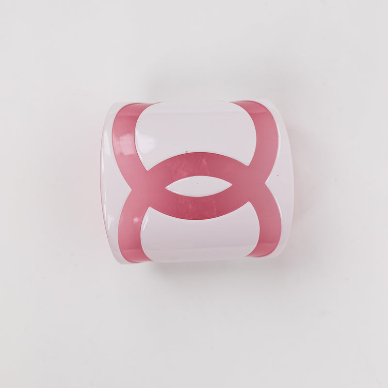 Chanel White and Pink Resin Cuff Bracelet