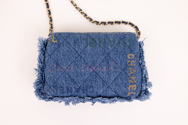Chanel Blue Denim Quilted Mood Belt Bag