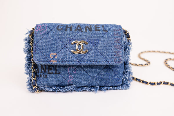 Chanel Blue Denim Quilted Mood Belt Bag